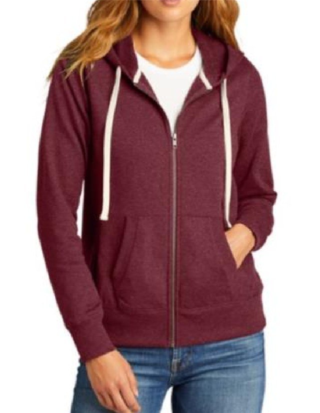 Female Zip Hoodie — White Trim — supplier photo, no logo
